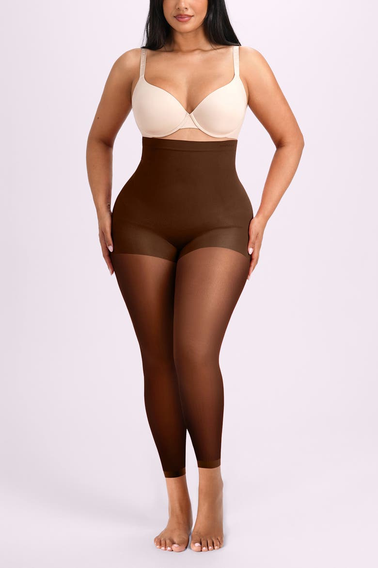 Seamless High-Waisted Sheer Shaping Tights, Main, color, Brown