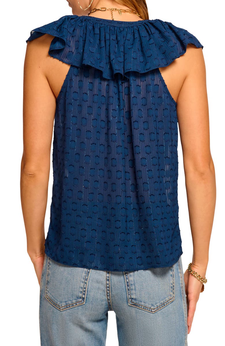 Ramy Brook Silvia Clip Dot Ruffle Accent Button-Up Top, Alternate, color,