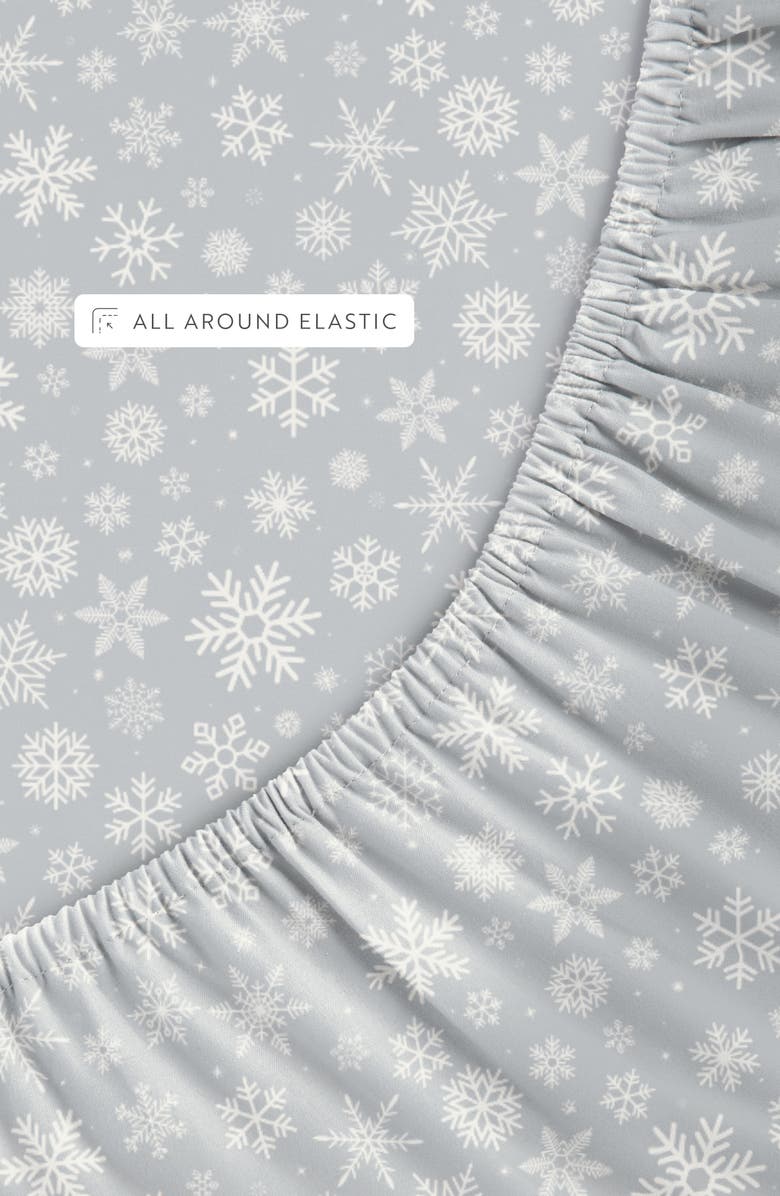 HOMESPUN Holiday 4-Piece Microfiber Bed Sheet Set, Alternate, color, Let It Snow Light Gray