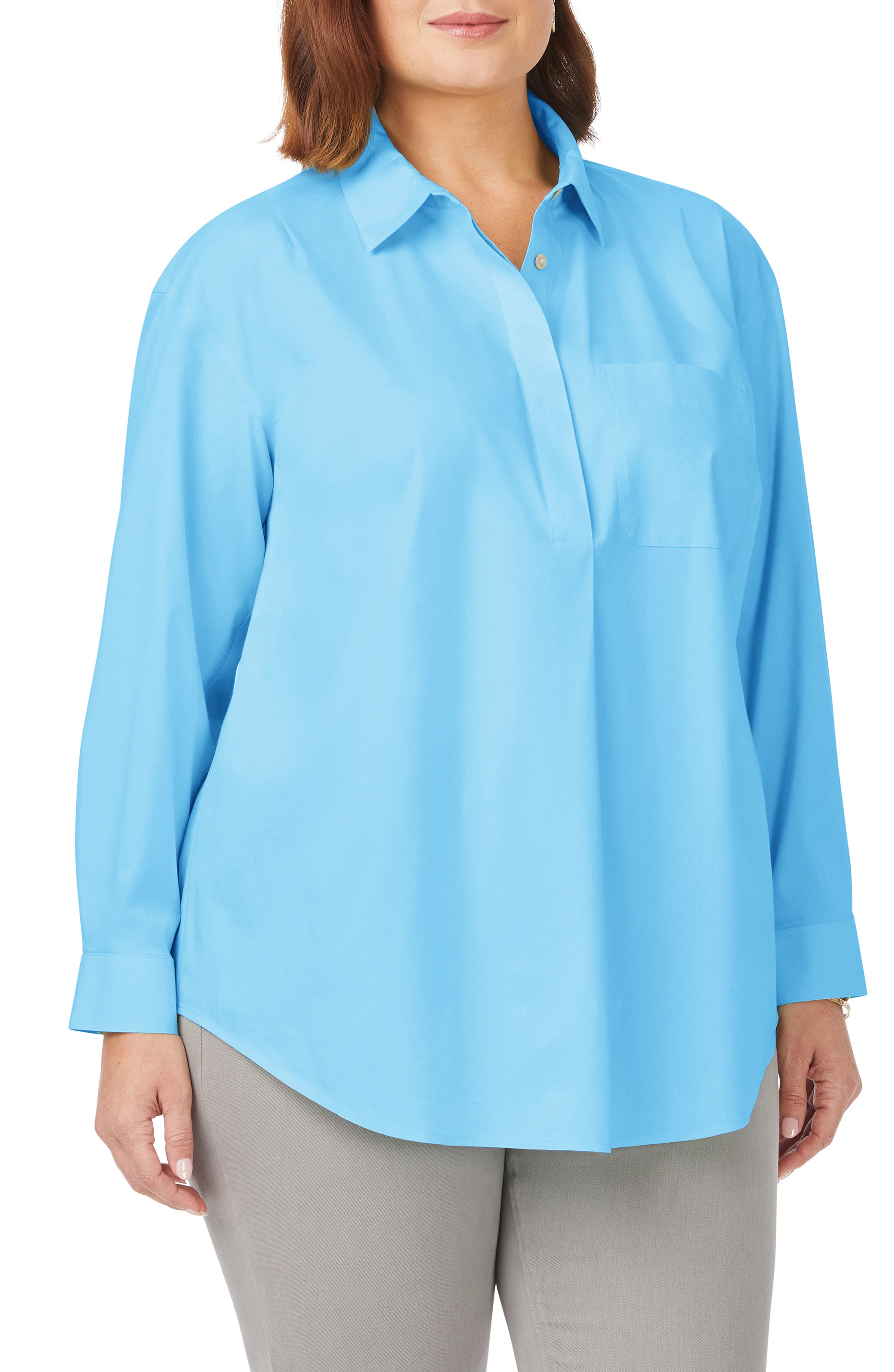Foxcroft Lacey Non-Iron Popover Tunic Top