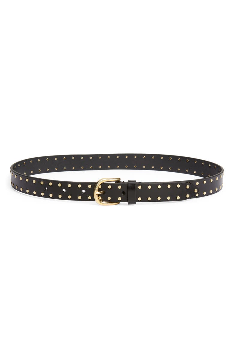 Isabel Marant Zap Stud Leather Belt, Main, color, Black