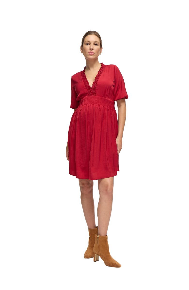 Ingrid & Isabel Deep V Short Maternity Dress, Alternate, color, Red