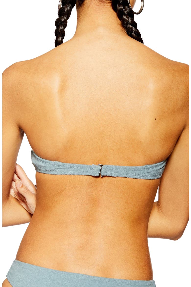 Velour Knot Bandeau Bikini Top, Alternate, color, GREY