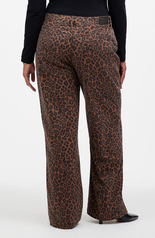 Shop Madewell Leopard Print Low Slung Baggy Jeans In Dark Coffee