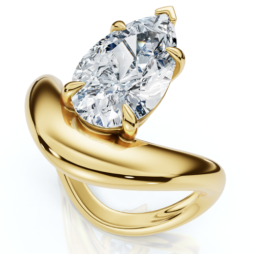 Bliss Diamond Certified 2ct Minali Curved Pear Diamond Engagement Ring 14k Gold/pt Lab Grown In Gold