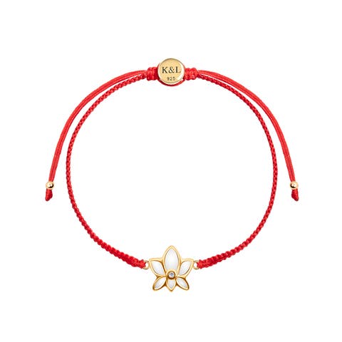 Obstacle Crusher Red String Lotus Charm Bracelet