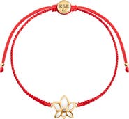 Karma and Luck Obstacle Crusher Red String Lotus Charm Bracelet