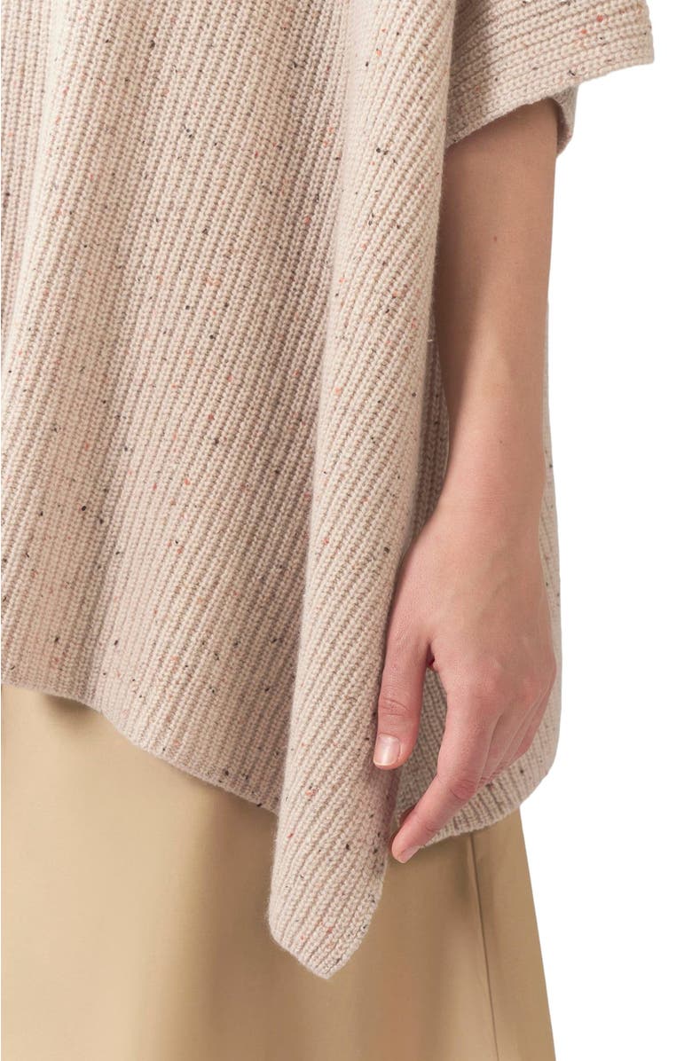 GOBI Mongolian Cashmere Rib-Knit Cashmere Poncho, Alternate, color, Biscotti