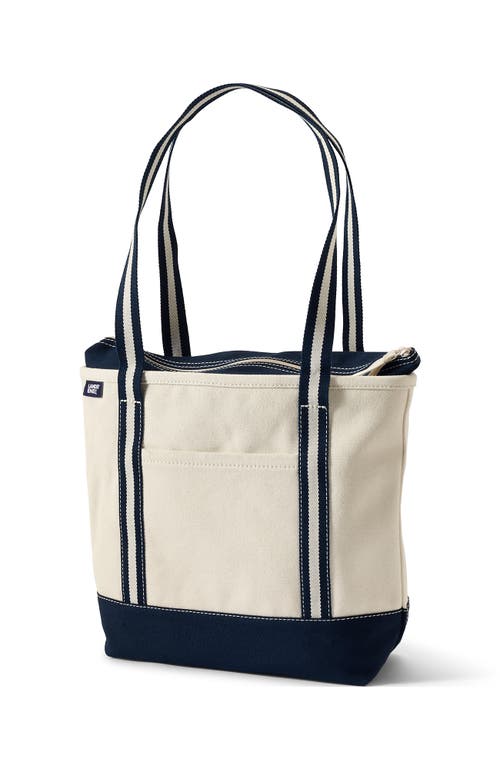 Lands' End Open Top Long Handle Canvas Tote Bag