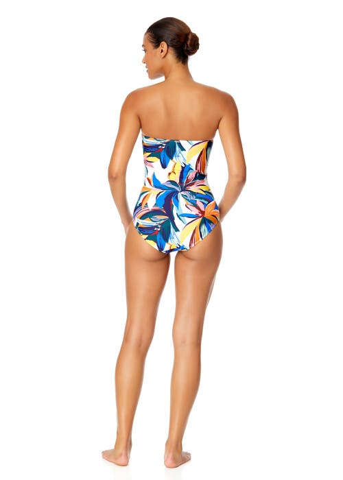 Anne Cole Twist Front Shirred One Piece In Riviera Floral