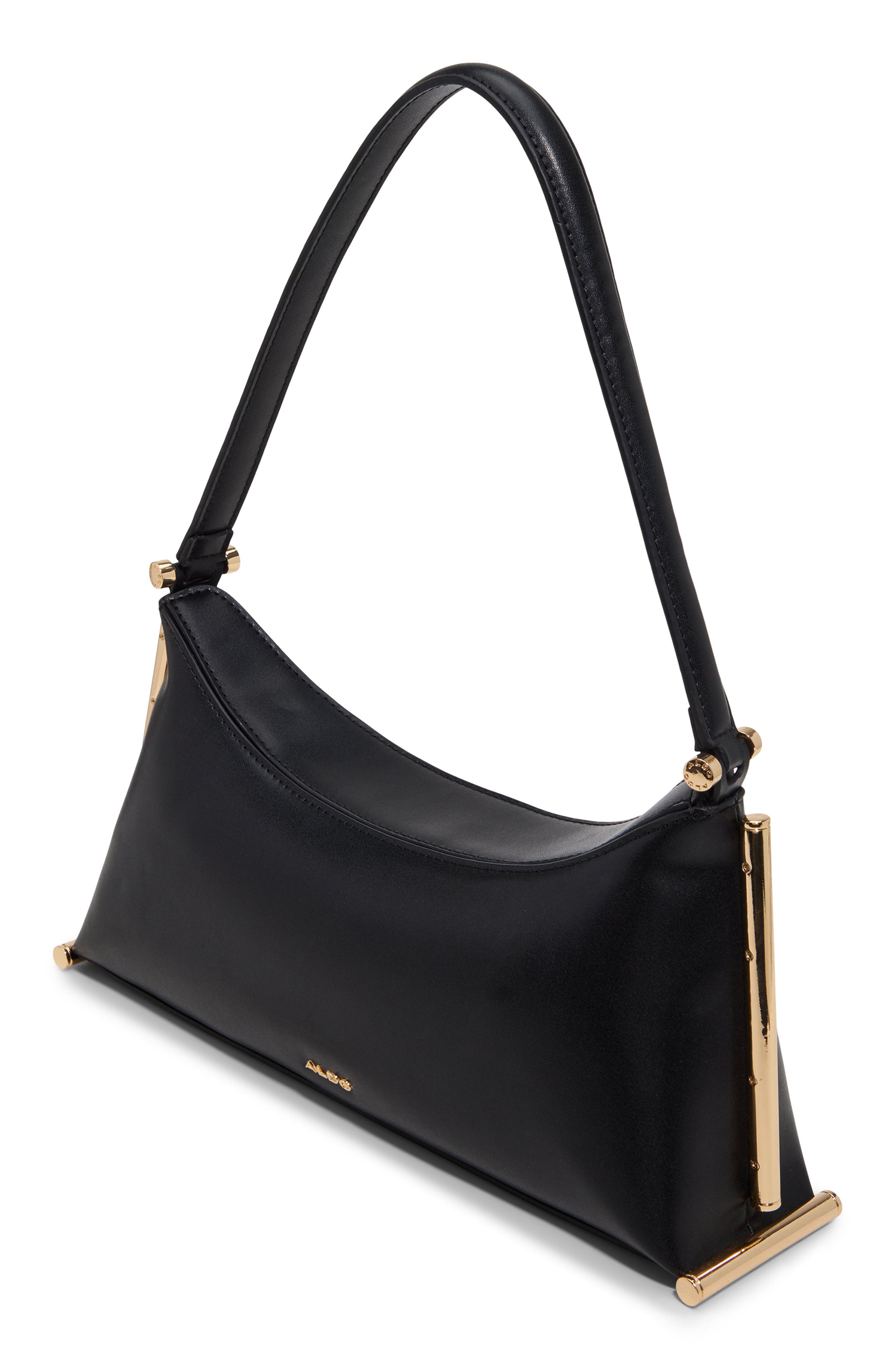 Chelleie Faux Leather Shoulder Bag, Alternate, color, BLACK