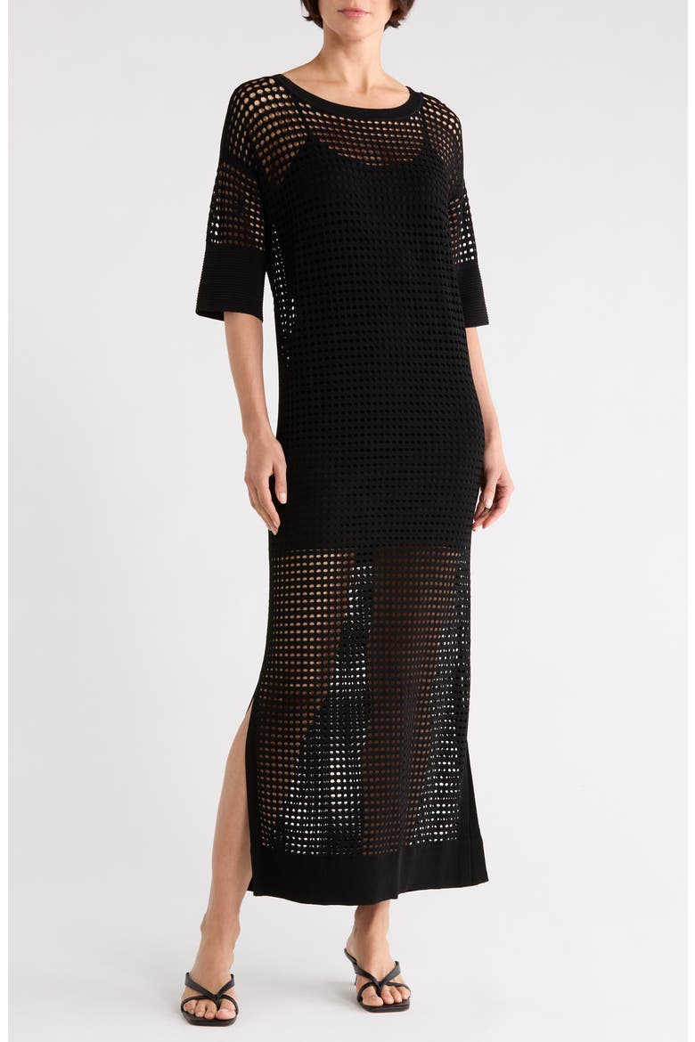 Tallullah Mesh Caftan, Main, color, BLACK