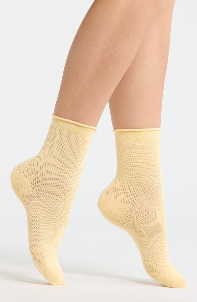 Casa Clara Rivi Pointelle Knit Crew Socks, Main, color, Yellow