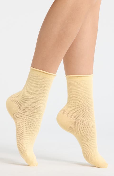 Rivi Pointelle Knit Crew Socks
