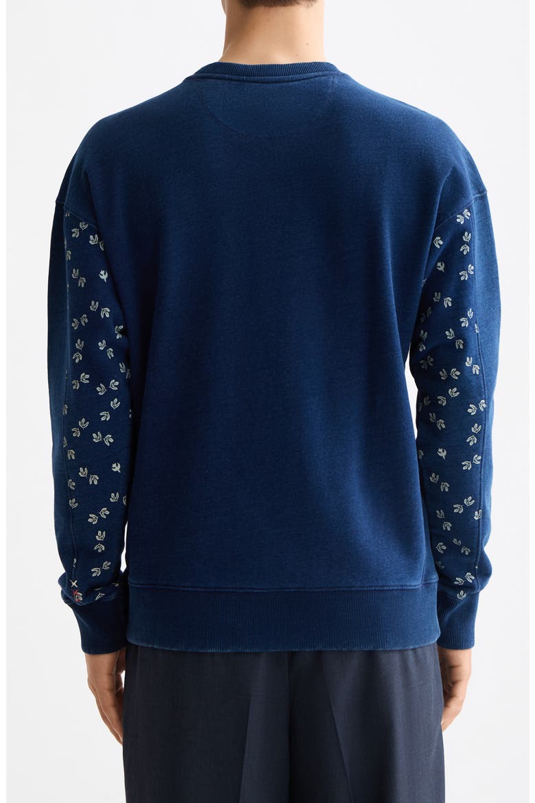 Indigo Cotton Crewneck Sweatshirt, Alternate, color, INDIGO