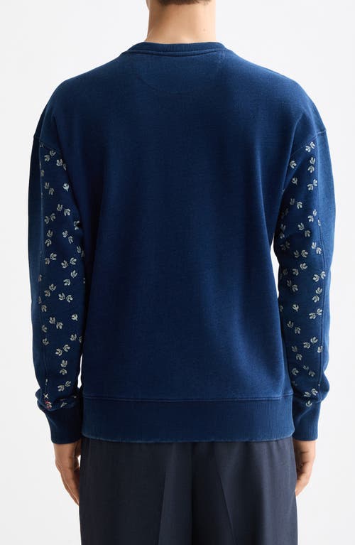 Scotch & Soda Indigo Cotton Crewneck Sweatshirt In Blue