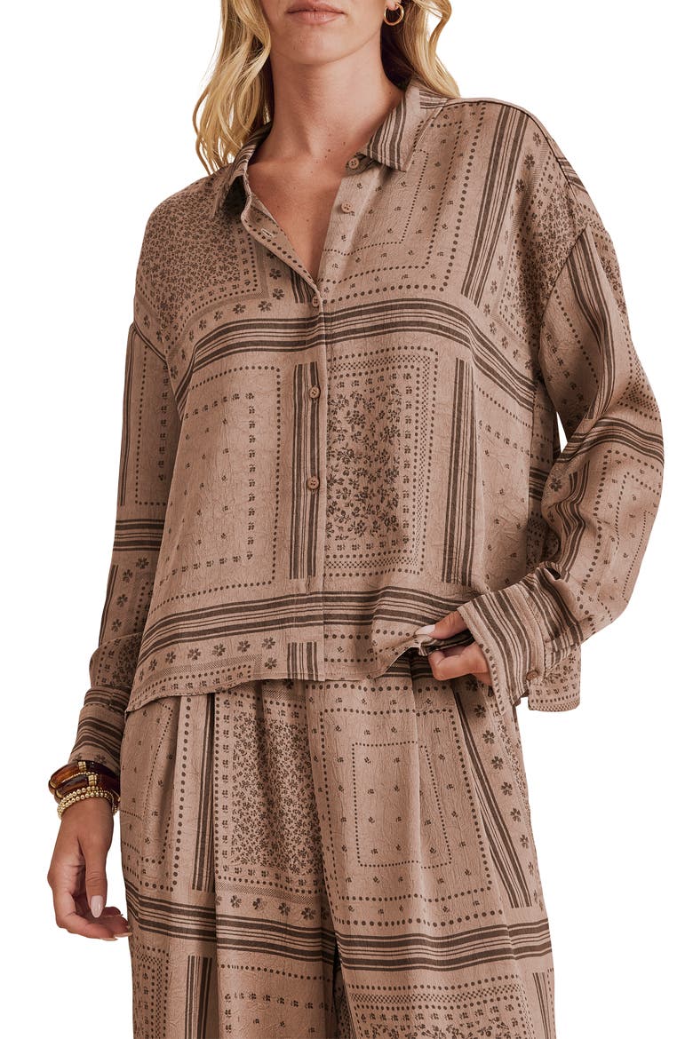 Clara Button-Up Shirt, Main, color, TAUPE