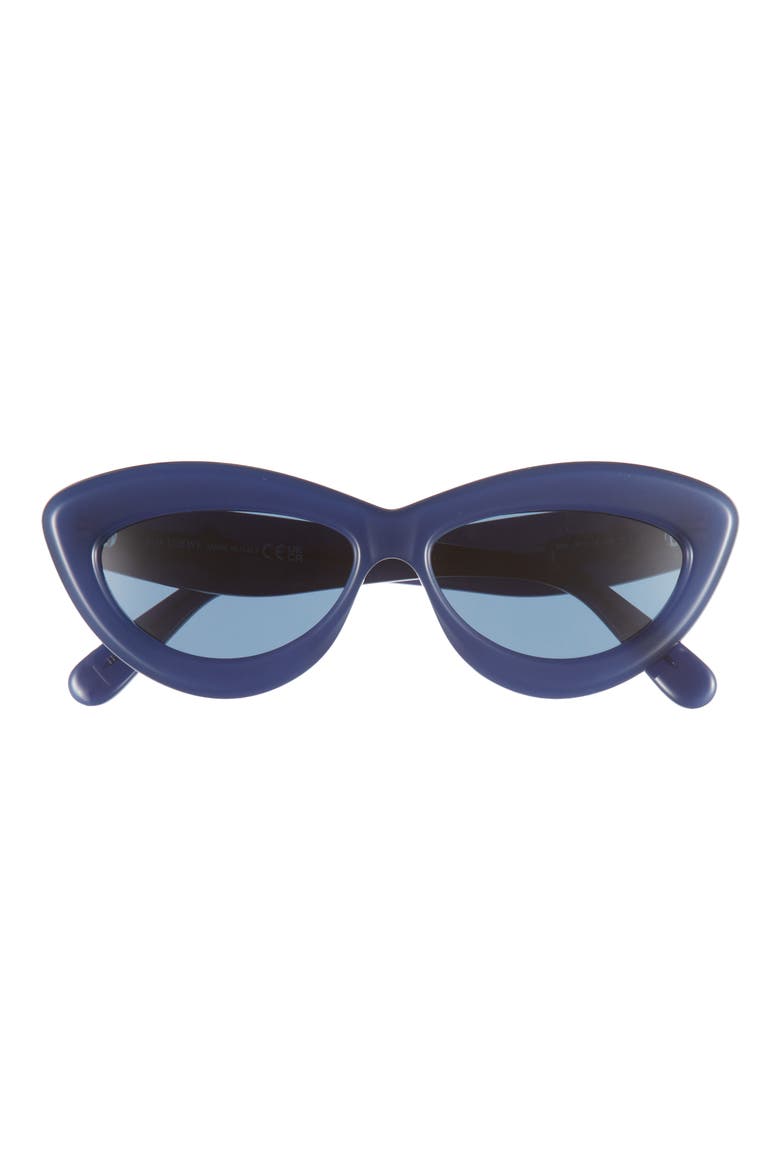 Curvy Logo 54mm Cat Eye Sunglasses, Main, color, SHINY BLUE / BLUE