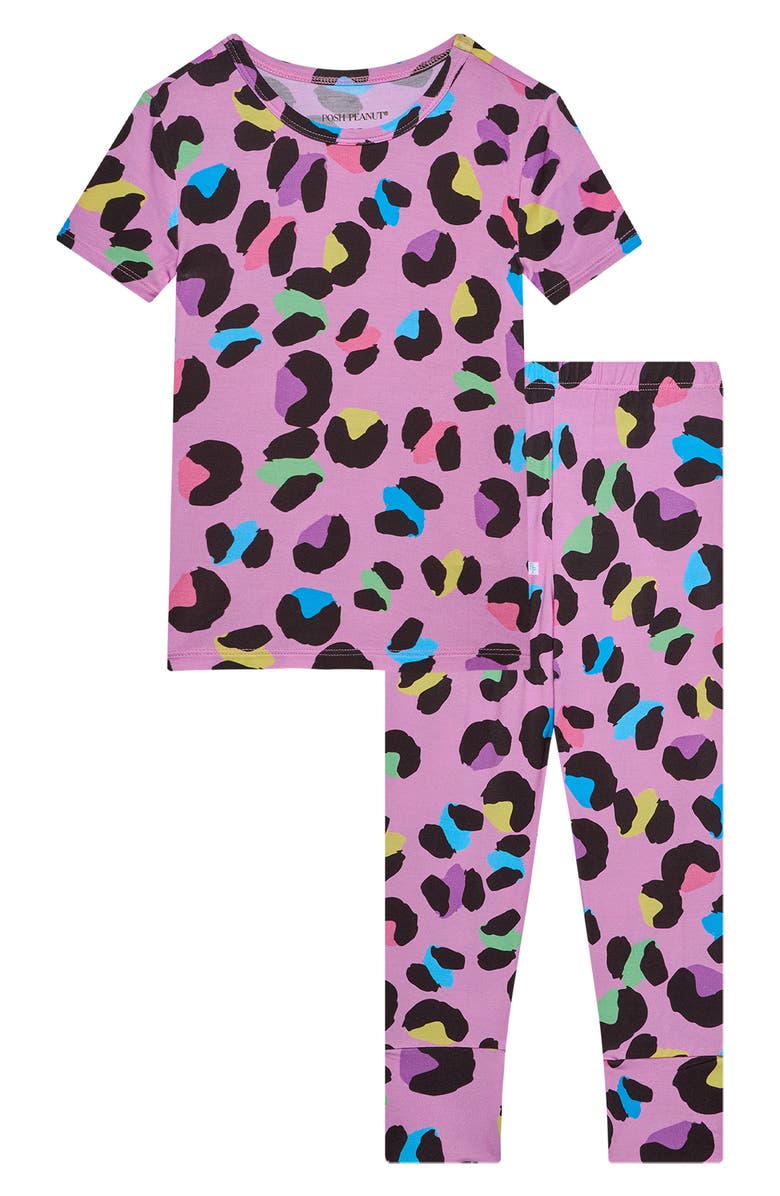 Posh Peanut Electric Leopard Fitted Two-Piece Pajamas, Main, color,