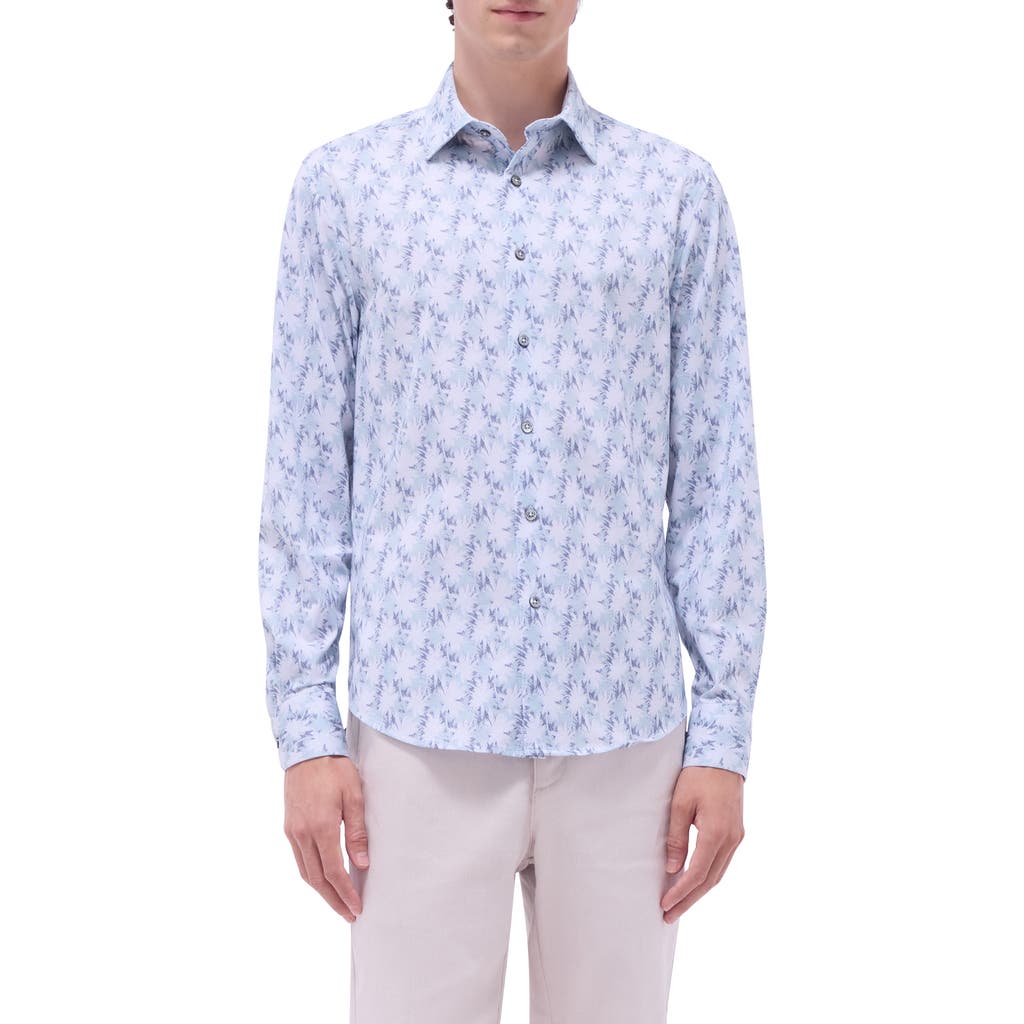 Bugatchi Jimmy Ooohcotton® Palm & Guitar Print Button-up Shirt In Mint