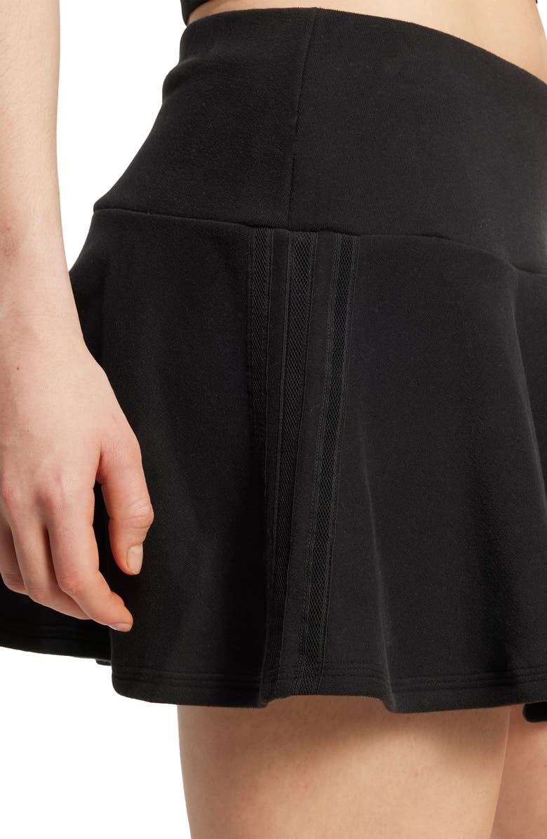 adidas 3-Stripes French Terry Miniskirt, Alternate, color, Black/ Black