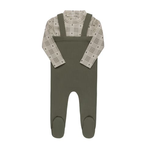 Cotton Floral Plaid Collection - Bodysuit + Overalls (Baby)