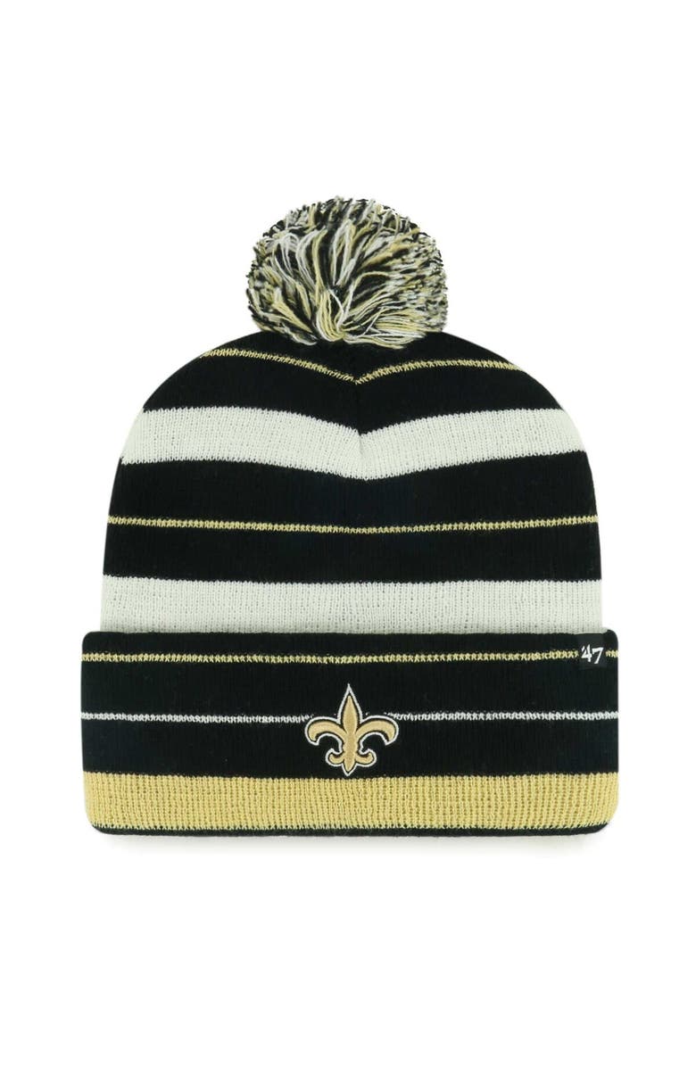 '47 Men's '47 Black New Orleans Saints Powerline Cuffed Knit Hat with Pom, Main, color, Black