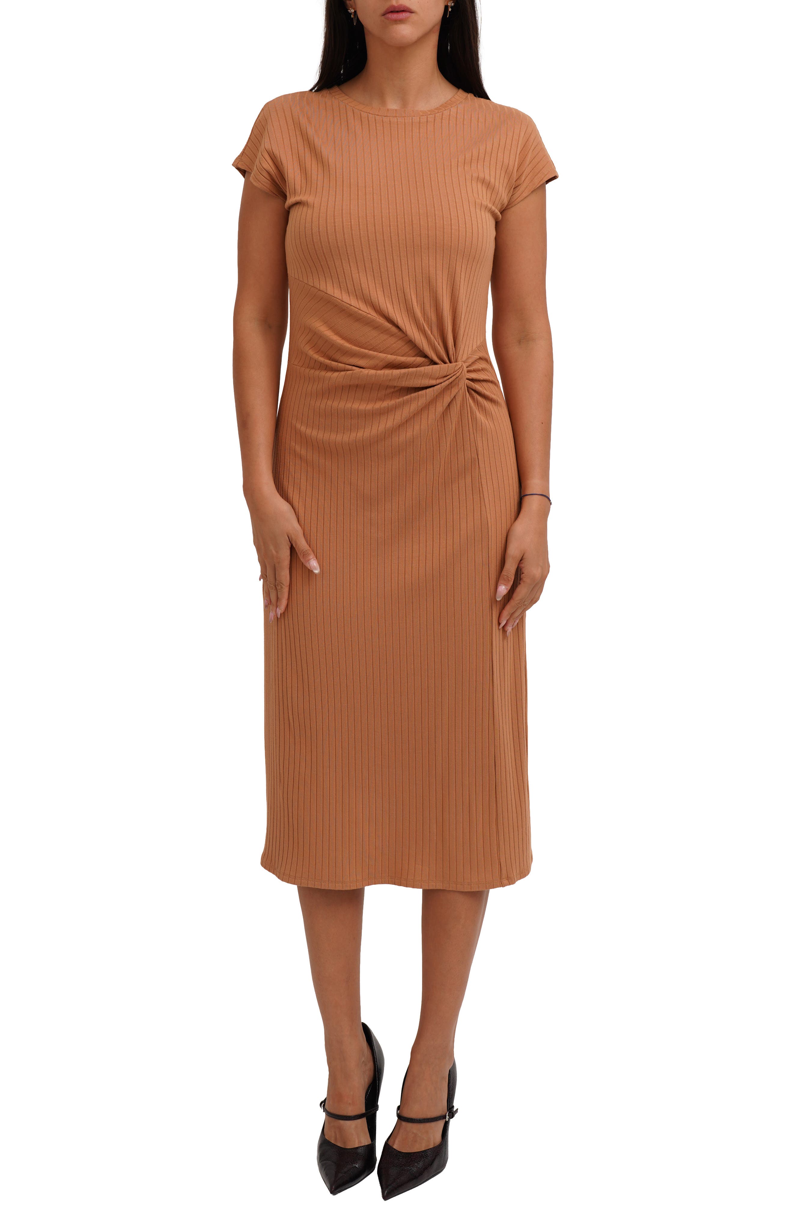 CYRUS Short Sleeve Rib Knit Dress