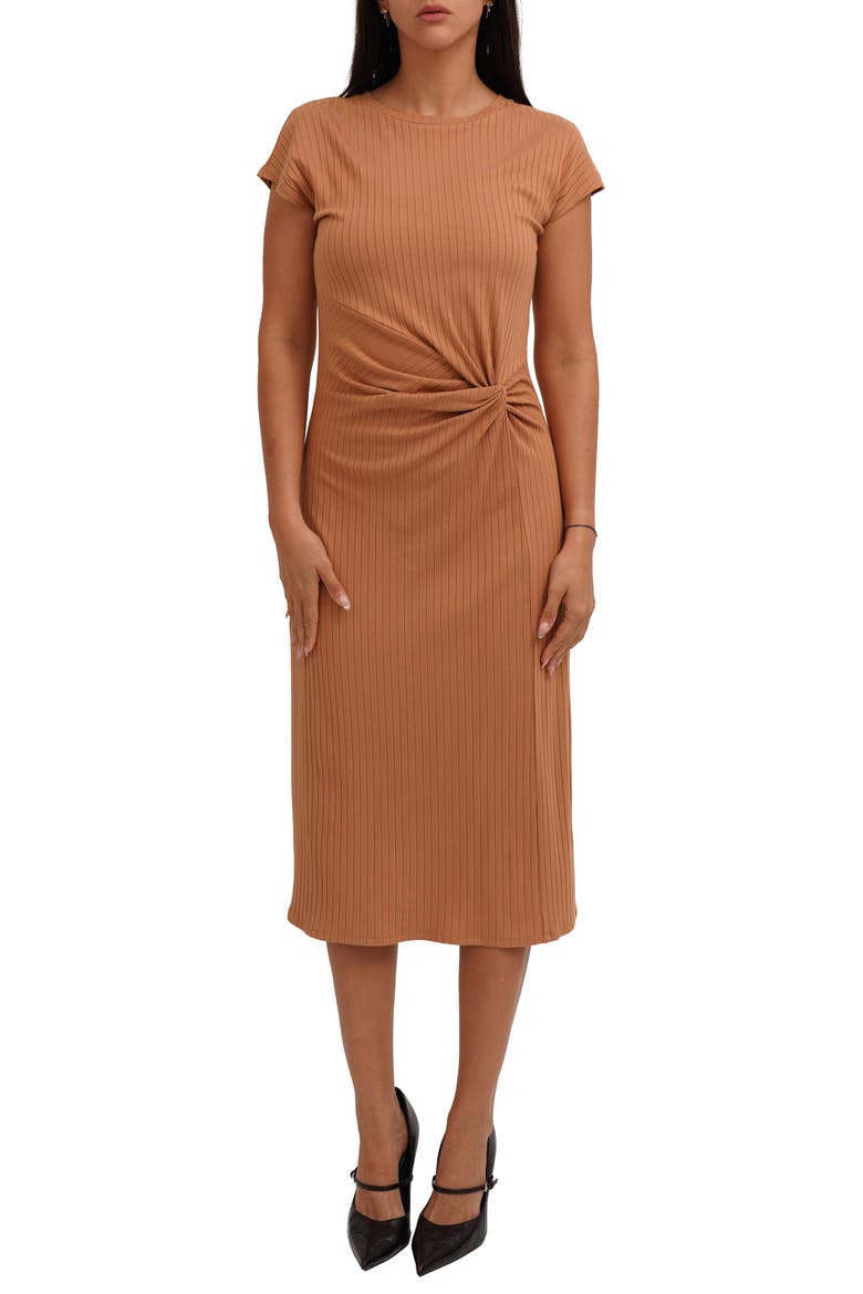 Short Sleeve Rib Knit Dress, Main, color, BISCUIT