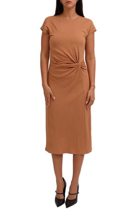 Short Sleeve Rib Knit Dress