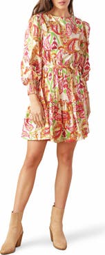 FLYING TOMATO Long Sleeve Fit & Flare Minidress