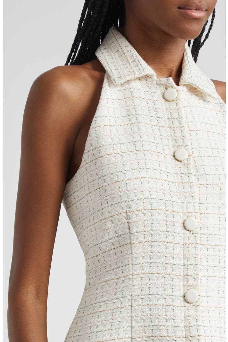 Roxanne Tweed Button-Up Minidress, Alternate, color, IVORY MULTI
