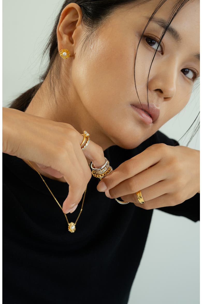 Sterling Silver 18k Gold Plated Ingrid Ring Delicate Modern Dainty, Alternate, color, Silver