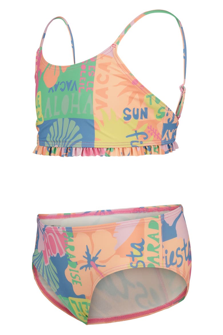 Kids' Sun Scape Two-Piece Swimsuit, Alternate, color, FUCHSIA PINK