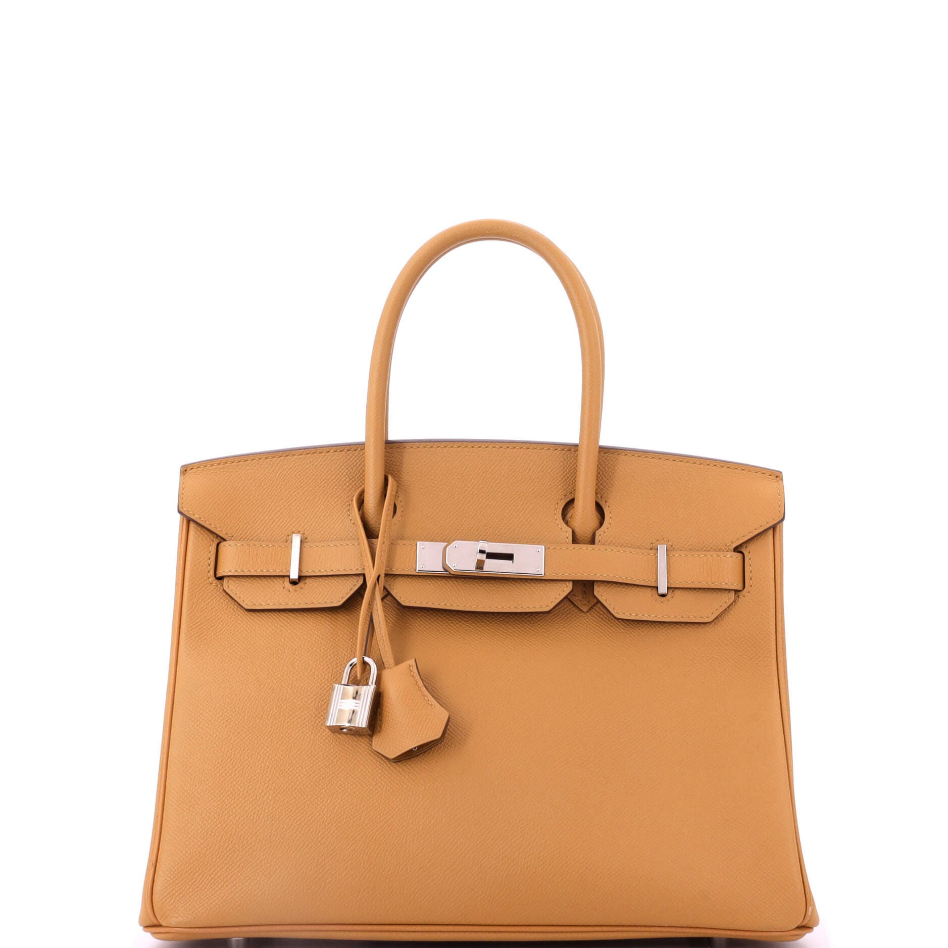 Pre-Owned Hermes Birkin Handbag Brown Epsom with Palladium Hardware 30, Main, color, Caramel