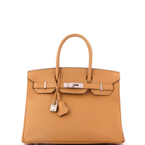 Birkin Handbag Brown Epsom with Palladium Hardware 30