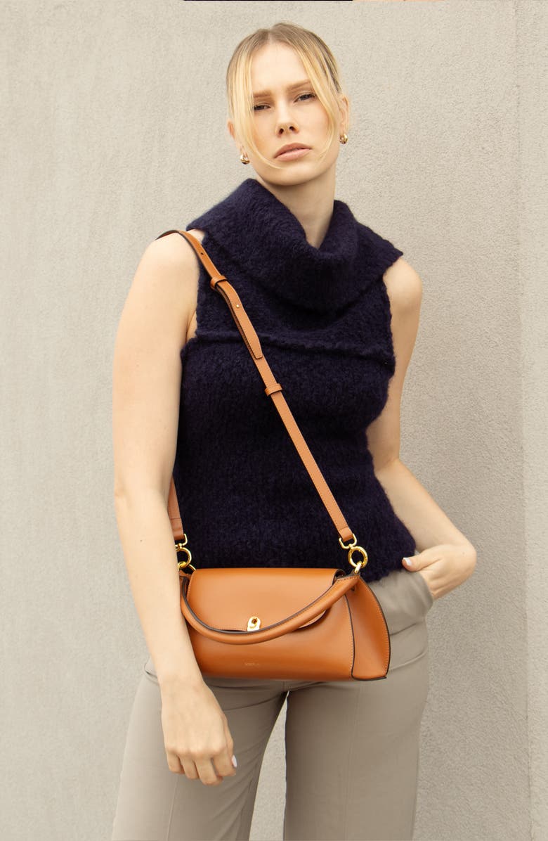 NOIRGAZE Scallop Calf Leather Bag, Alternate, color, Tan