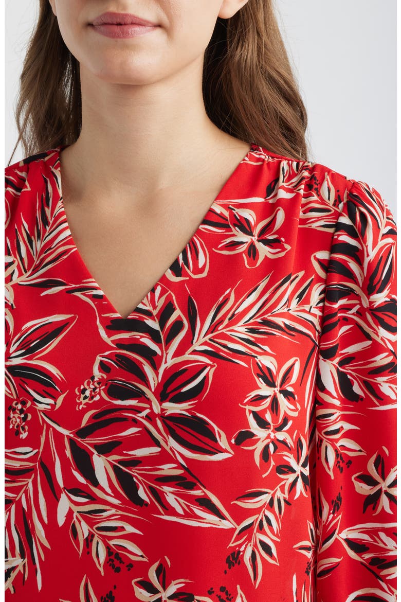 Floral Print Woven Shirt, Alternate, color, BEGONIA RED MLT