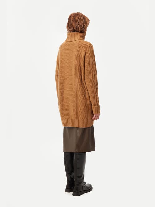 Gobi Mongolian Cashmere Multi-stitch Cashmere Turtleneck In Almond