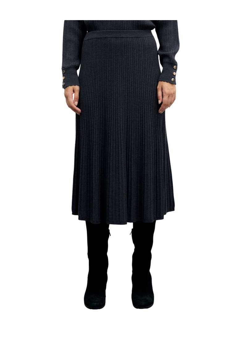 Tati Ribbed Knit Midi Skirt, Main, color, Charcoal