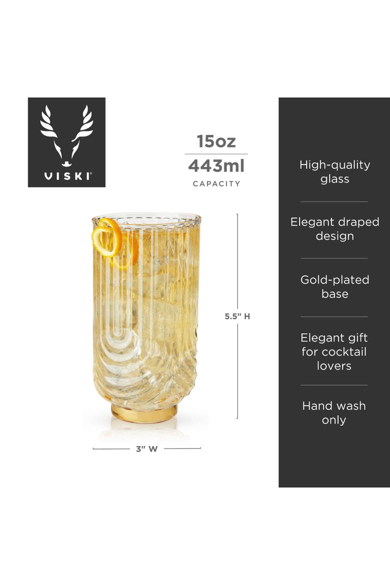 Deco Gatsby Highball Glasses Set of 2, Alternate, color, Clear
