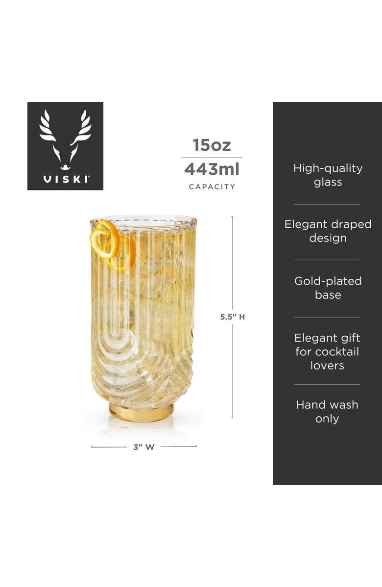 Viski Deco Gatsby Highball Glasses Set of 2, Alternate, color, Clear