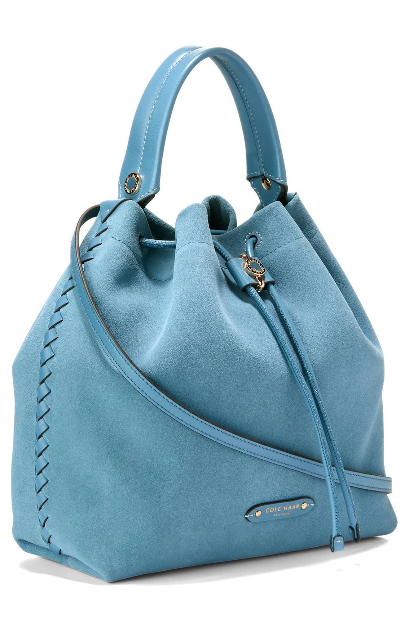 Isabella Bucket Bag, Alternate, color, PROVINCIAL BLUE SUEDE