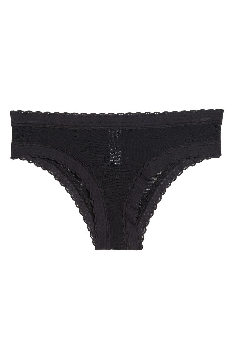 MeUndies Allover Lace Tanga, Alternate, color, Black Feather