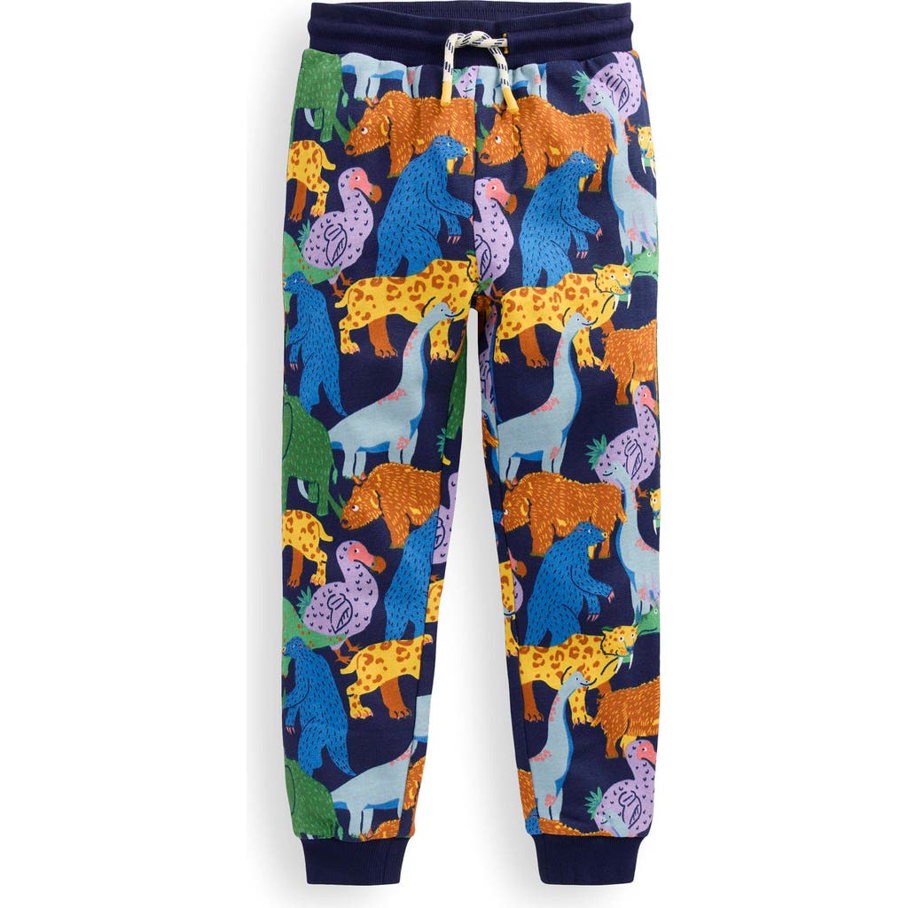 Mini Boden Kids' Dino Print Cotton Joggers In Blue