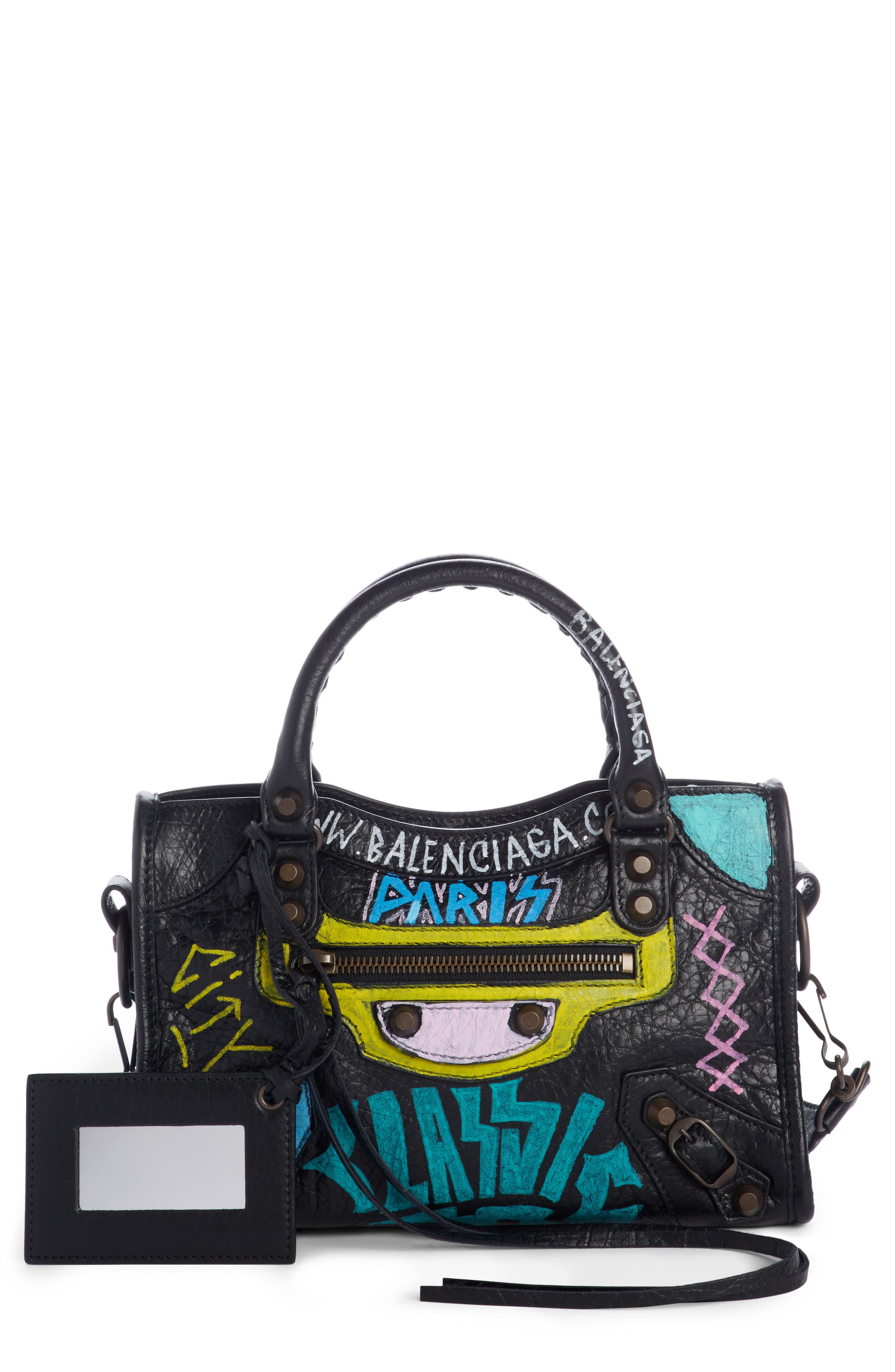 Balenciaga City Graffiti Leather Tote, Main, color, 