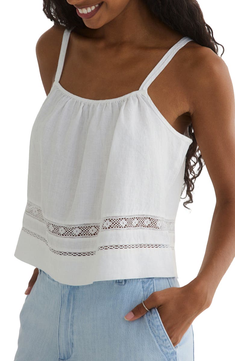 Bella Dahl Lace Inset Button Back Linen Camisole, Alternate, color, 