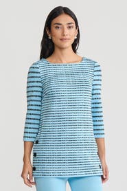 Ming Wang Horizontal Stripe Soft Knit Tunic
