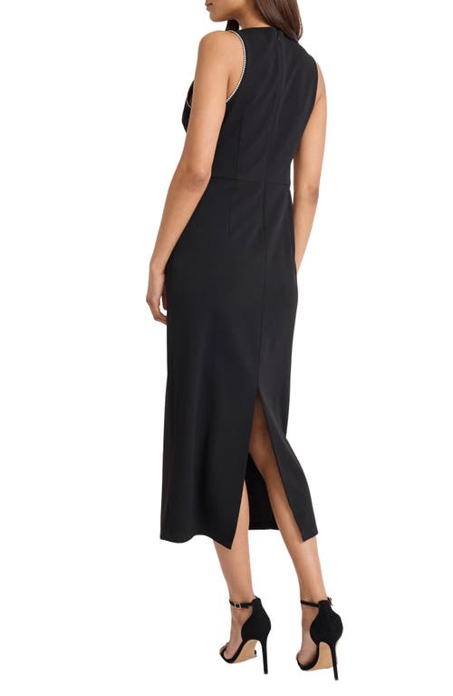 Donna Morgan For Maggy Crystal Trim Sleeveless Midi Sheath Dress In Black