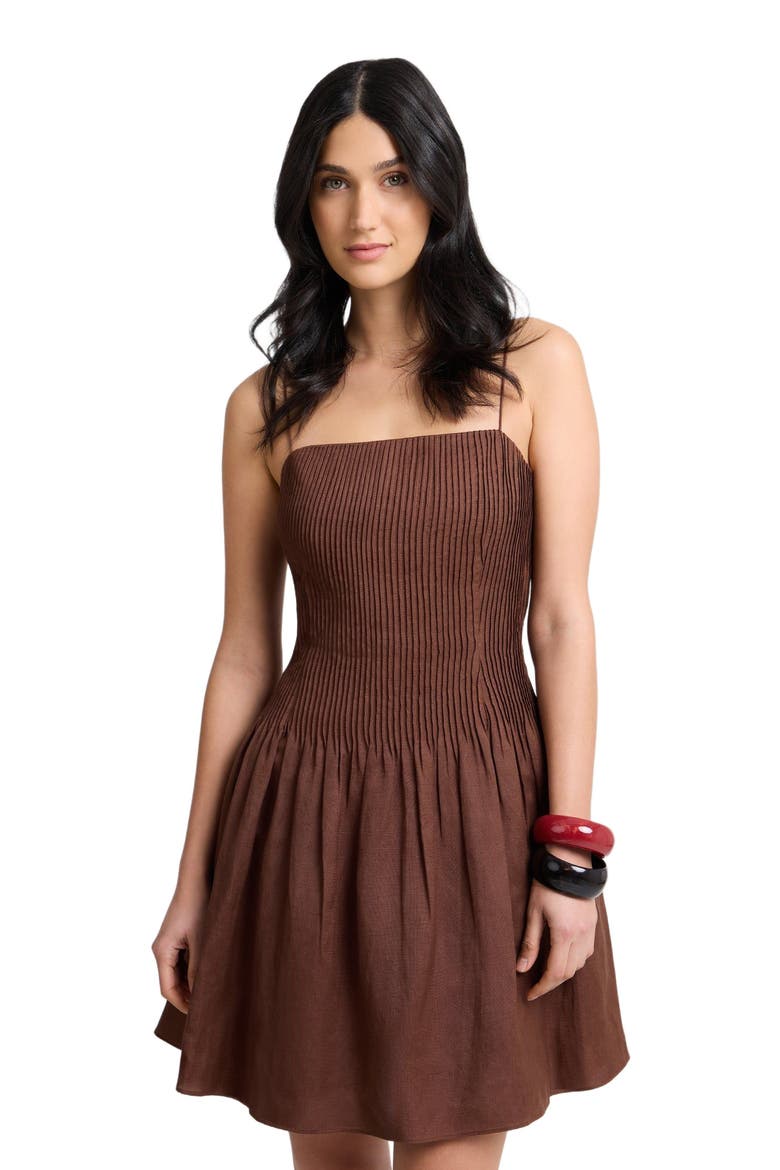 Dropped Waist Pintuck Dress, Alternate, color, Brown